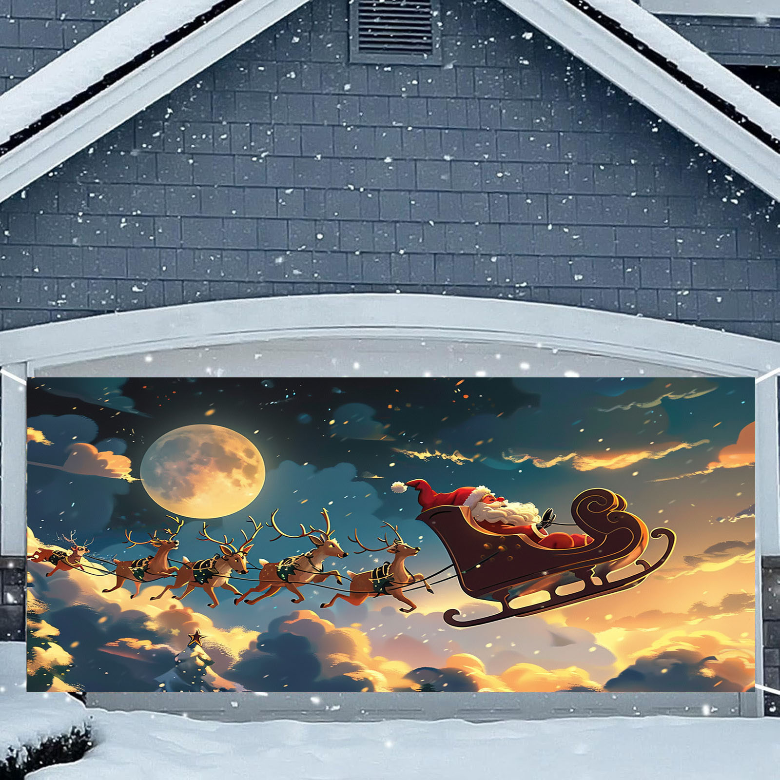 thumbnail image 2 of Banderín Navideño Para Puerta De Garaje. Gran Cubierta Colgante Para Puerta. Decoración Navideña Para Pared De Garaje. Decoración Exterior Para Fiestas., 2 of 2